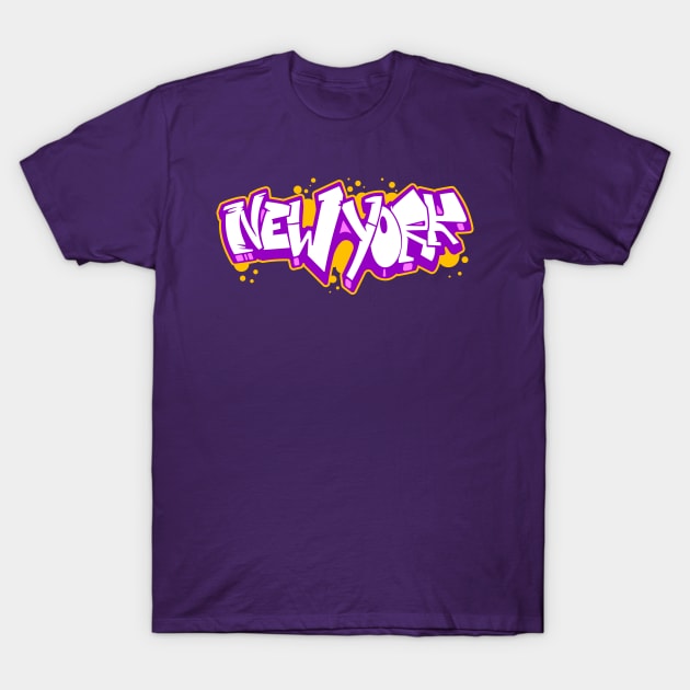 New York horizontal graffiti 1 T-Shirt by manuvila